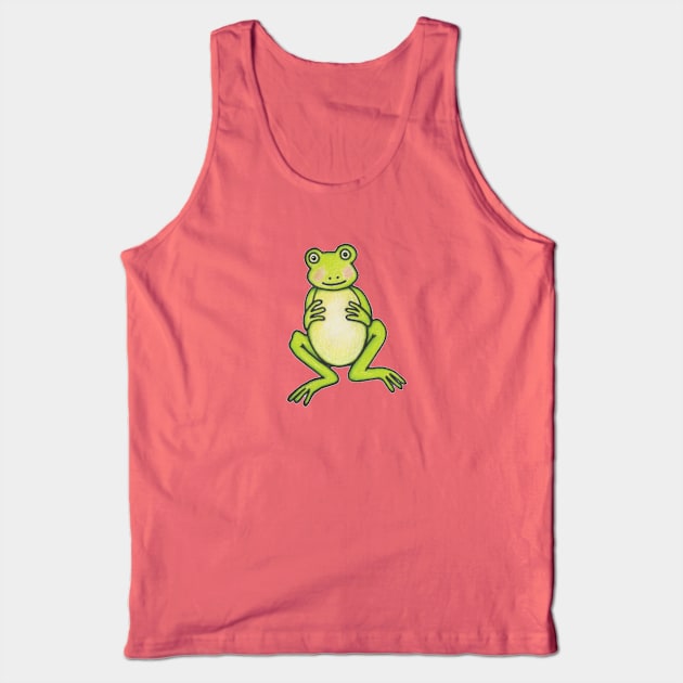 Funny Green Frog Tank Top by Parakeet Moon